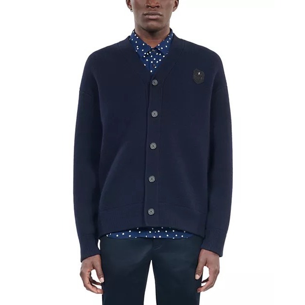 The Kooples New Wool Blend Straight Fit Cardigan Navy Size Xl Msrp $465